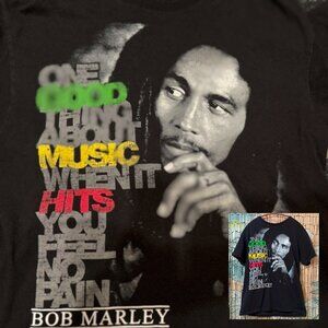 Bob Marley, One Good Thing About Music, Men's Cotton T-Shirt by Zion, Black, M
